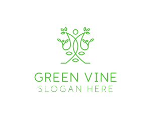 Green Human Vines  logo design