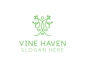 Green Human Vines  logo design