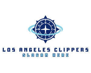 Pilot Cap - Airplane Flight Compass logo design