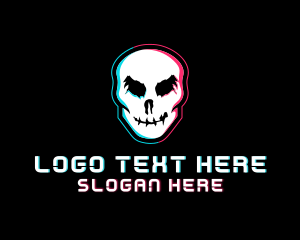 Glitch - Horror Skull Glitch logo design