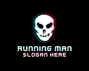 Horror Skull Glitch Logo