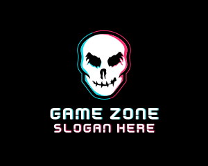 Horror Skull Glitch logo design