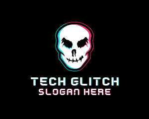 Horror Skull Glitch logo design