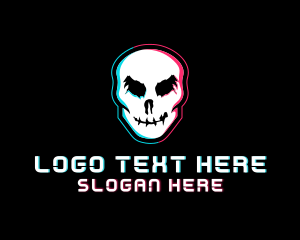 Skull - Horror Skull Glitch logo design