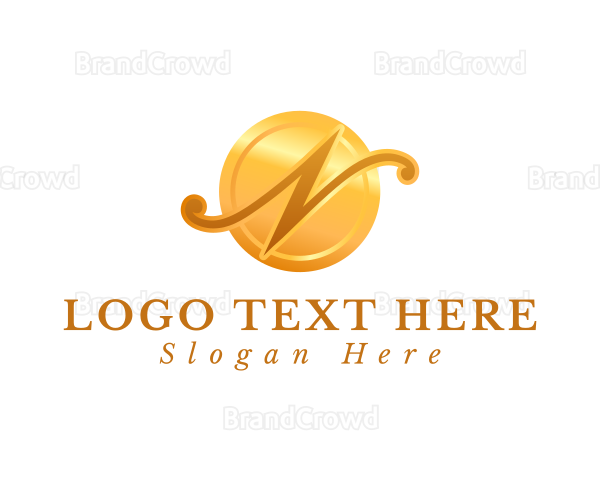 Gold Letter N Beauty Logo
