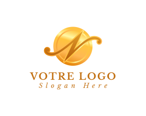 Vlogger - Gold Letter N Beauty logo design