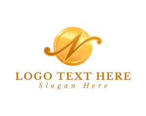 Gold Letter N Beauty  Logo