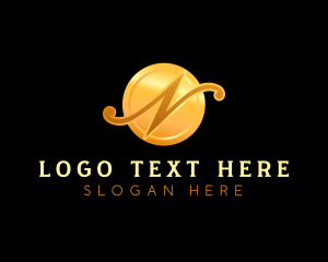 Metallic - Gold Letter N Beauty logo design