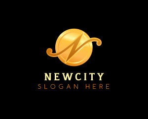 Gold Letter N Beauty  logo design