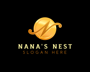 Gold Letter N Beauty  logo design