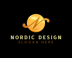 Gold Letter N Beauty  logo design