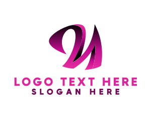 3D Pink Cursive Letter N  logo design