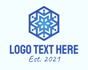 Winter Season - Blue Snowflake Emblem logo design