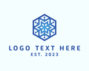 Hexagon - Cool Snowflake Winter logo design