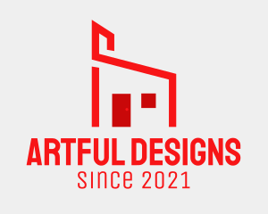 Modern Red House  logo design