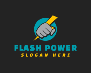 Fist Power Bolt logo design