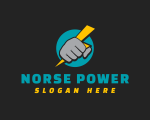 Fist Power Bolt logo design