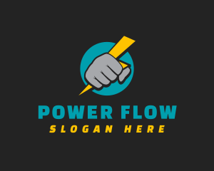 Fist Power Bolt logo design