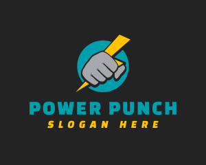 Punch - Fist Power Bolt logo design
