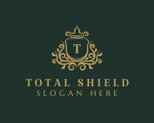 Crown Wreath Shield logo design