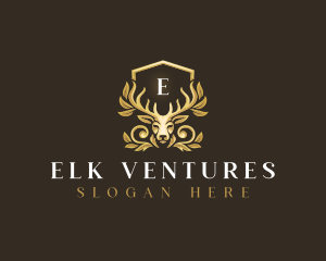 Elk - Deer Elk Shield logo design