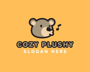 Cute Sing Bear logo design