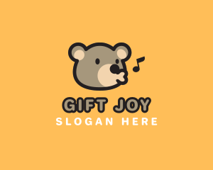 Cute Sing Bear logo design