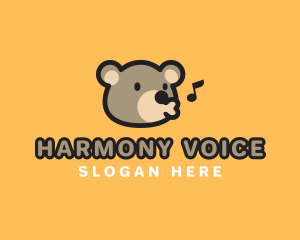 Sing - Cute Sing Bear logo design