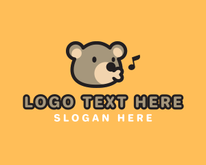 Character - Cute Sing Bear logo design