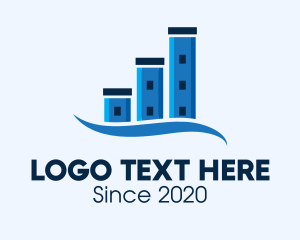 Condominium - Blue Structural Towers logo design