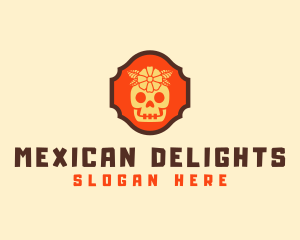 Flower Mexican Skull logo design