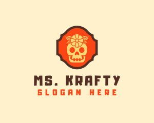 Spooky - Flower Mexican Skull logo design