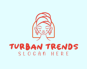 Turban - Orange Turban Woman logo design