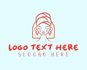 Girl - Orange Turban Woman logo design
