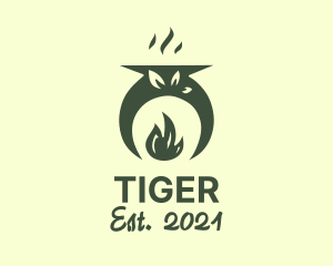 Vegetarian - Flame Cauldron Leaf logo design