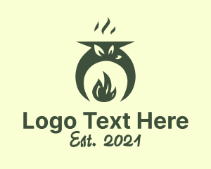 Pot - Flame Cauldron Leaf logo design