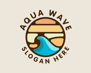 Surfing Wave Beach logo design