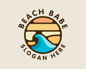 Surfing Wave Beach logo design