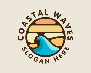 Surfing Wave Beach logo design