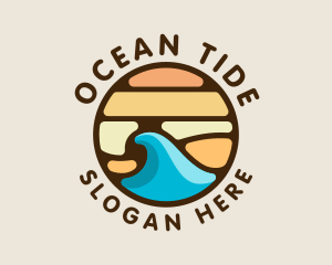 Surfing Wave Beach logo design