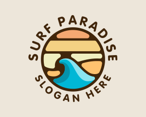 Surfing Wave Beach logo design