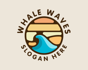 Surfing Wave Beach logo design