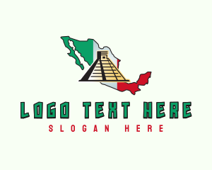 Map - Mexico Pyramid Ruins logo design