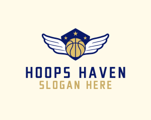 Hoops - Basketball League Wings logo design