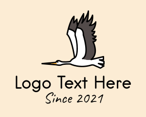Pelican - Flying Stork Bird logo design