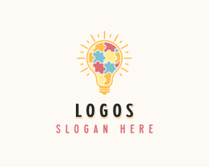 Puzzle - Jigsaw Light Bulb Puzzle logo design