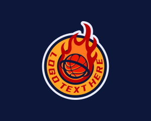League - Basketball Fire Ring logo design