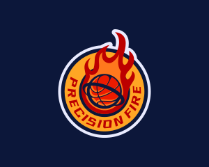 Basketball Fire Ring logo design