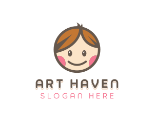 Smiling Cute Children Kids logo design