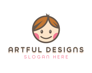 Smiling Cute Children Kids logo design